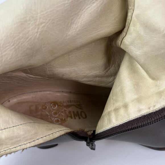 Salvatore Ferragamo Vintage Gray Heeled Tall Ridding Boots Size 8 B Narrow Worn - Picture 15 of 16